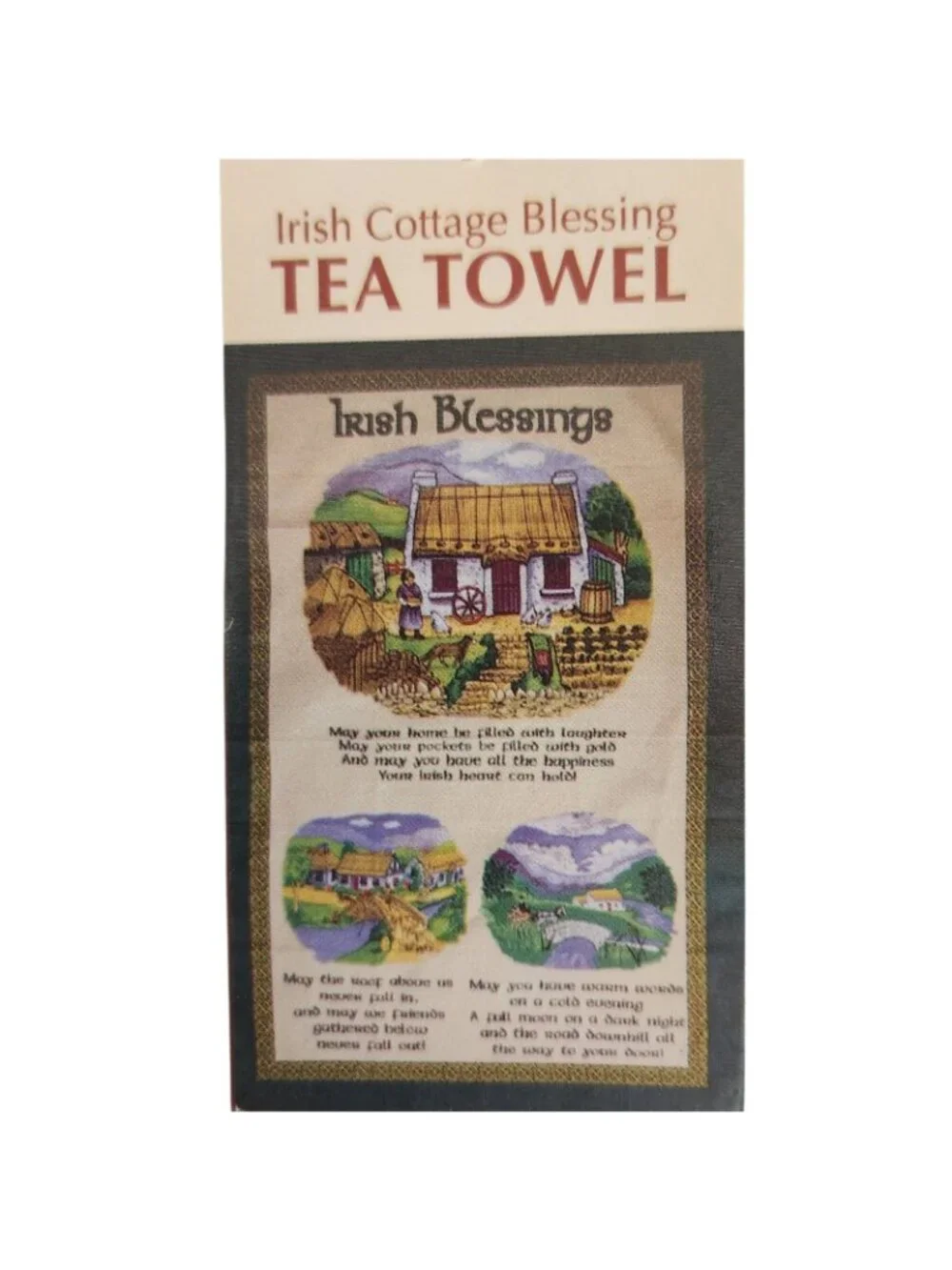 Gift Set of 2 Tea Towels Irish Cottage Blessings and Irish Wildflowers NWT